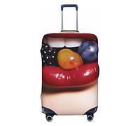 DWVTFSM Travel Luggage Cover Elastic Anti-Scratch Suitcase Protector Washable Travel Suitcase Cover Lips With Fruit Luggage Protector Fits 18-32 Inch Suitcase, Black, XL