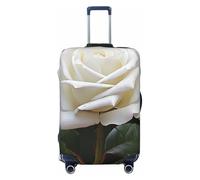 DWVTFSM Travel Luggage Cover Elastic Anti-Scratch Suitcase Protector Washable Travel Suitcase Cover White Rose Luggage Protector Fits 18-32 Inch Suitcase, Black, L