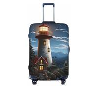 DWVTFSM Travel Luggage Cover Elastic Anti-Scratch Suitcase Protector Washable Travel Suitcase Cover Santa Claus Lighthouse Luggage Protector Fits 18-32 Inch Suitcase, Black, XL