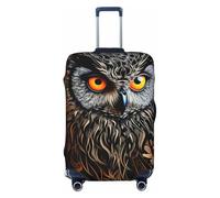 DWVTFSM Travel Luggage Cover Elastic Anti-Scratch Suitcase Protector Washable Travel Suitcase Cover Black Owl Luggage Protector Fits 18-32 Inch Suitcase, Black, L