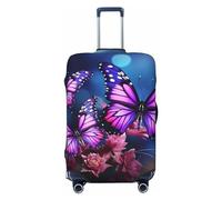 DWVTFSM Travel Luggage Cover Elastic Anti-Scratch Suitcase Protector Washable Travel Suitcase Cover Purple Butterflies Luggage Protector Fits 18-32 Inch Suitcase, Black, XL
