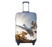 DWVTFSM Travel Luggage Cover Elastic Anti-Scratch Suitcase Protector Washable Travel Suitcase Cover White Dove Flying In The Sun Luggage Protector Fits 18-32 Inch Suitcase, Black, S