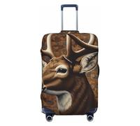 DWVTFSM Travel Luggage Cover Elastic Anti-Scratch Suitcase Protector Washable Travel Suitcase Cover Deer On Brown Background Luggage Protector Fits 18-32 Inch Suitcase, Black, L