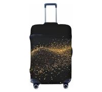 DWVTFSM Travel Luggage Cover Elastic Anti-Scratch Suitcase Protector Washable Travel Suitcase Cover Gold Black Sand Luggage Protector Fits 18-32 Inch Suitcase, Black, S
