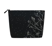 Dwvtfsm Tree Branches And Moon On Black Night Sky Makeup Bag For Women, Waterproof Linen Travel Cosmetic Organizer Lightweight Zipper Travel Toiletry Bag Organizer Makeup Brushes Storage Bag