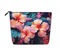 Dwvtfsm Tropical Flowers Makeup Bag For Women, Waterproof Linen Travel Cosmetic Organizer Lightweight Zipper Travel Toiletry Bag Organizer Makeup Brushes Storage Bag