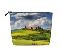 Dwvtfsm Tuscany Spring Makeup Bag For Women, Waterproof Linen Travel Cosmetic Organizer Lightweight Zipper Travel Toiletry Bag Organizer Makeup Brushes Storage Bag