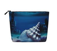 Dwvtfsm Underwater World Shell Makeup Bag For Women, Waterproof Linen Travel Cosmetic Organizer Lightweight Zipper Travel Toiletry Bag Organizer Makeup Brushes Storage Bag