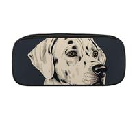 DWVTFSM Vintage Painting of Dog Large Pencil Bag Waterproof Cute Pen Case Travel Cosmetic Leather Makeup Bag Organizer Pen Holder for Men Women