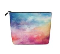 Dwvtfsm Watercolor Background Makeup Bag For Women, Waterproof Linen Travel Cosmetic Organizer Lightweight Zipper Travel Toiletry Bag Organizer Makeup Brushes Storage Bag