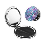 DWVTFSM Watercolor Mermaid Compact Mirror Small Travel Makeup Mirror 2X 1x Magnification Portable Folding Mirror Lightweight Metal Cosmetic Pocket Mirror for Women Gifts