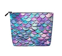 Dwvtfsm Watercolor Mermaid Makeup Bag For Women, Waterproof Linen Travel Cosmetic Organizer Lightweight Zipper Travel Toiletry Bag Organizer Makeup Brushes Storage Bag
