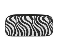 DWVTFSM Wavy Line Pattern Large Pencil Bag Waterproof Cute Pen Case Travel Cosmetic Leather Makeup Bag Organizer Pen Holder for Men Women