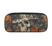 DWVTFSM Wearing A Hat Large Pencil Bag Waterproof Cute Pen Case Travel Cosmetic Leather Makeup Bag Organizer Pen Holder for Men Women