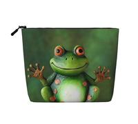 Dwvtfsm Welcome Frog Makeup Bag For Women, Waterproof Linen Travel Cosmetic Organizer Lightweight Zipper Travel Toiletry Bag Organizer Makeup Brushes Storage Bag
