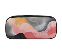 DWVTFSM White And Gray Pattern Large Pencil Bag Waterproof Cute Pen Case Travel Cosmetic Leather Makeup Bag Organizer Pen Holder for Men Women