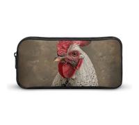 DWVTFSM White Feather Rooster Pencil Case Pen Bag Large Capacity Cute Pencil Pouch Makeup Cosmetic Bag for Women Men