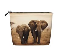 Dwvtfsm Wild Animals Elephants Makeup Bag For Women, Waterproof Linen Travel Cosmetic Organizer Lightweight Zipper Travel Toiletry Bag Organizer Makeup Brushes Storage Bag