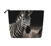 Dwvtfsm Wild Animals Zebra Makeup Bag For Women, Waterproof Linen Travel Cosmetic Organizer Lightweight Zipper Travel Toiletry Bag Organizer Makeup Brushes Storage Bag