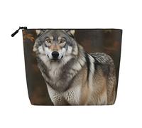 Dwvtfsm Wild Wild Gray Wolf Makeup Bag For Women, Waterproof Linen Travel Cosmetic Organizer Lightweight Zipper Travel Toiletry Bag Organizer Makeup Brushes Storage Bag
