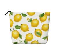 Dwvtfsm Yellow Lemon Makeup Bag For Women, Waterproof Linen Travel Cosmetic Organizer Lightweight Zipper Travel Toiletry Bag Organizer Makeup Brushes Storage Bag