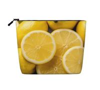Dwvtfsm Yellow Lemon Makeup Bag For Women, Waterproof Linen Travel Cosmetic Organizer Lightweight Zipper Travel Toiletry Bag Organizer Makeup Brushes Storage Bag