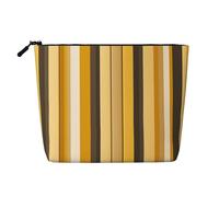 Dwvtfsm Yellow Stripes Makeup Bag For Women, Waterproof Linen Travel Cosmetic Organizer Lightweight Zipper Travel Toiletry Bag Organizer Makeup Brushes Storage Bag