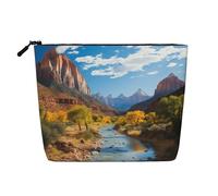 Dwvtfsm Zion National Park Makeup Bag For Women, Waterproof Linen Travel Cosmetic Organizer Lightweight Zipper Travel Toiletry Bag Organizer Makeup Brushes Storage Bag