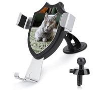 DWVTMNS Car Phone Holder Adjustable Dash Stand Truck Accessories Cradle Cat on Carpet Printed Car Phone Mount 90 Degree Flip Never Fall Aluminum Alloy Metal Phone Mounts for All Smartphones