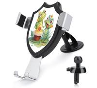 DWVTMNS Car Phone Holder Adjustable Dash Stand Truck Accessories Cradle Two Frogs Eating Cake Printed Car Phone Mount 90 Degree Flip Never Fall Aluminum Alloy Metal Phone Mounts for All Smartphones
