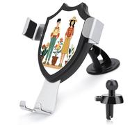 DWVTMNS Car Phone Holder Adjustable Dash Stand Truck Accessories Cradle Village Life Printed Car Phone Mount 90 Degree Flip Never Fall Aluminum Alloy Metal Phone Mounts for All Smartphones