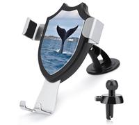 DWVTMNS Car Phone Holder Adjustable Dash Stand Truck Accessories Cradle Whale Tail Printed Car Phone Mount 90 Degree Flip Never Fall Aluminum Alloy Metal Phone Mounts for All Smartphones