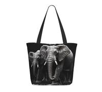 DWVTSLH 3D Gray Elephant Tote Bag for Women Large Shoulder Bag with Zipper Travel Handbag with Pockets Reusable Casual Aesthetic Shopping Bags