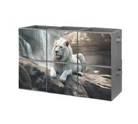 DWVTSLH 6-Pack Storage Boxes 11 Inch Lion on Rock Printed Cube Storage Box Foldable Fabric Storage Basket with Handles for Organizing Home Storage Suitable for Wardrobe Toys