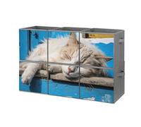 DWVTSLH 6-Pack Storage Boxes 11 Inch Sleeping Little Cat Printed Cube Storage Box Foldable Fabric Storage Basket with Handles for Organizing Home Storage Suitable for Wardrobe Toys