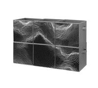 DWVTSLH 6-Pack Storage Boxes 11 Inch White Line Pattern Printed Cube Storage Box Foldable Fabric Storage Basket with Handles for Organizing Home Storage Suitable for Wardrobe Toys