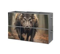 DWVTSLH 6-Pack Storage Boxes 11 Inch Wild Boar Photos Printed Cube Storage Box Foldable Fabric Storage Basket with Handles for Organizing Home Storage Suitable for Wardrobe Toys