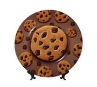 DWVTSLH 6in Bone China Decorative Plate with Display Stand, Chocolate Cookie Ceramic Decorative Plate Wall Decor Ceramic Ornaments Art Crafts Porcelain Dinner Plates for Women Men Gifts