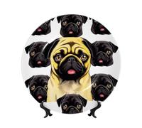 DWVTSLH 7in Bone China Decorative Plate with Display Stand, Black Yellow Pug Ceramic Decorative Plate Wall Decor Ceramic Ornaments Art Crafts Porcelain Dinner Plates for Women Men Gifts
