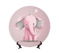DWVTSLH 7in Bone China Decorative Plate with Display Stand, Small Elephant Ceramic Decorative Plate Wall Decor Ceramic Ornaments Art Crafts Porcelain Dinner Plates for Women Men Gifts