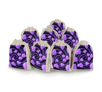 DWVTSLH 8 Pcs Cotton Linen Drawstring Bags for Christmas Wedding Gift Bags Abstract Purple Heart Cloth Jewelry Pouches DIY Craft Sachet Sacks Reusable Storage Bag for Party Home Supplies