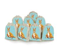DWVTSLH 8 Pcs Cotton Linen Drawstring Bags for Christmas Wedding Gift Bags Funny Cartoon Kangaroo Zoo Cloth Jewelry Pouches DIY Craft Sachet Sacks Reusable Storage Bag for Party Home Supplies