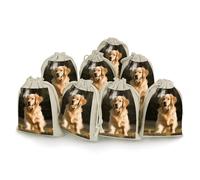 DWVTSLH 8 Pcs Cotton Linen Drawstring Bags for Christmas Wedding Gift Bags Golden Retriever Dog Cloth Jewelry Pouches DIY Craft Sachet Sacks Reusable Storage Bag for Party Home Supplies