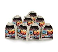 DWVTSLH 8 Pcs Cotton Linen Drawstring Bags for Christmas Wedding Gift Bags Graffiti Hip Hop Cloth Jewelry Pouches DIY Craft Sachet Sacks Reusable Storage Bag for Party Home Supplies