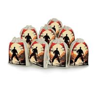 DWVTSLH 8 Pcs Cotton Linen Drawstring Bags for Christmas Wedding Gift Bags Karate Men Cloth Jewelry Pouches DIY Craft Sachet Sacks Reusable Storage Bag for Party Home Supplies