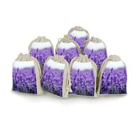 DWVTSLH 8 Pcs Cotton Linen Drawstring Bags for Christmas Wedding Gift Bags Purple Lavender Cloth Jewelry Pouches DIY Craft Sachet Sacks Reusable Storage Bag for Party Home Supplies