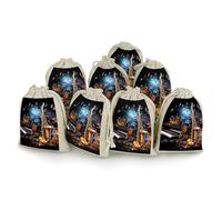 DWVTSLH 8 Pcs Cotton Linen Drawstring Bags for Christmas Wedding Gift Bags Saxophone And Piano Cloth Jewelry Pouches DIY Craft Sachet Sacks Reusable Storage Bag for Party Home Supplies