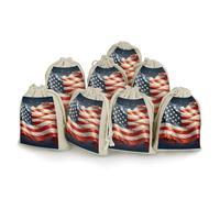 DWVTSLH 8 Pcs Cotton Linen Drawstring Bags for Christmas Wedding Gift Bags Stars And Stripes Cloth Jewelry Pouches DIY Craft Sachet Sacks Reusable Storage Bag for Party Home Supplies