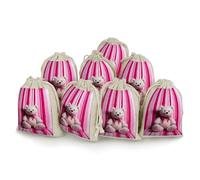 DWVTSLH 8 Pcs Cotton Linen Drawstring Bags for Christmas Wedding Gift Bags Teddy Bear Peach Rose Cloth Jewelry Pouches DIY Craft Sachet Sacks Reusable Storage Bag for Party Home Supplies