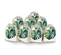 DWVTSLH 8 Pcs Cotton Linen Drawstring Bags for Christmas Wedding Gift Bags Watercolor Monstera Leaf Cloth Jewelry Pouches DIY Craft Sachet Sacks Reusable Storage Bag for Party Home Supplies